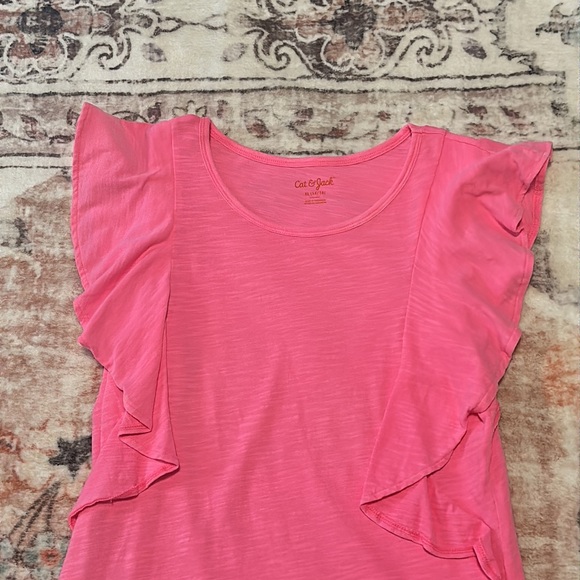 Cat & Jack, girls size 14-16, sleeveless bright pink top with ruffles - Picture 2 of 2